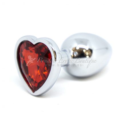 Silver Anal Plug with Bright Heart